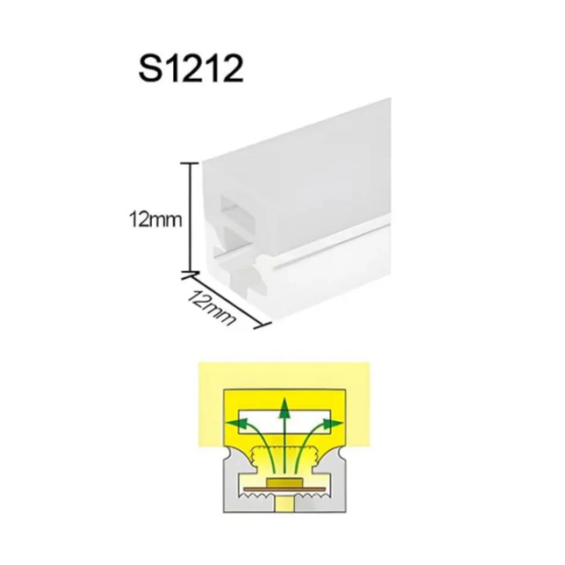 I-TE Series 12×12mm Top Emitting LED Neon Tube Housing | S1212 Silicone Neon Tube | IP67 Waterproof | 8mm PCB Width | 16.4FT/5M | Interior Wall Cove Lighting | Local Stock US/UK/DE
