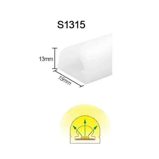 I-TE Series 13×15mm Top Emitting LED Neon Tube Housing | S1315 Soft Neon Tube Housing | IP67 Waterproof | 10mm PCB Width | 16.4FT/5M | Bar Counter Accent Lighting | Local Stock US/UK/DE