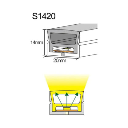 I-TE Series 14×20mm Top Emitting LED Neon Tube Housing | S1420 Waterproof Neon Housing | IP67 Waterproof | 12mm PCB Width | 16.4FT/5M | Interior Feature Wall Lighting | Local Stock US/UK/DE