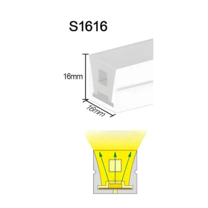 I-TE Series 16×16mm Top Emitting LED Neon Tube Housing | S1616 LED Neon Tube Profile | IP67 Waterproof | 12mm PCB Width | 16.4FT/5M | Interior Ceiling Cove Lighting | Local Stock US/UK/DE