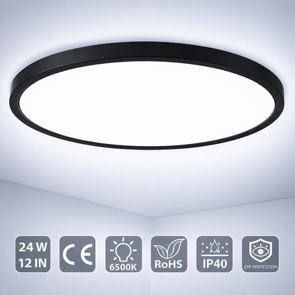 inSharepuls LED-Deckenleuchte, 5000 K Tageslichtweiß, 24 W (entspricht 240 W), 12 Zoll flache, moderne Deckenbeleuchtung, 3200 lm, Deckenlampe für Badezimmer, Veranda, Küche, Schlafzimmer, Wohnzimmer, Flur 