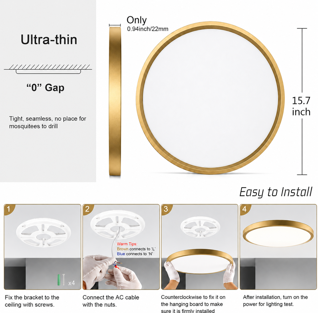 inSharepuls LED-Deckenleuchte, 5000 K Tageslichtweiß, 24 W (entspricht 240 W), 12 Zoll flache, moderne Deckenbeleuchtung, 3200 lm, Deckenlampe für Badezimmer, Veranda, Küche, Schlafzimmer, Wohnzimmer, Flur 