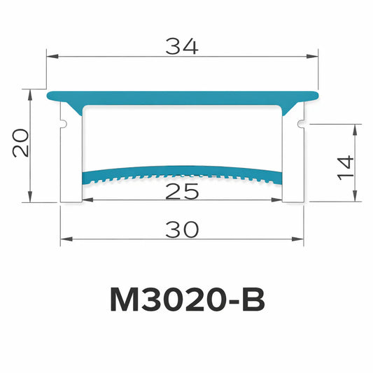 Q-TE Series 30×20mm Top Emitting LED Neon Tube Housing | S3020-B Quick Install LED Neon Tube Profile | With-Edge | Max Strip Width ≤25mm | 16.4FT/5M | Commercial Facade Lighting