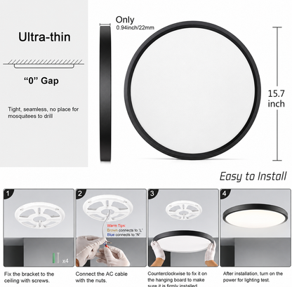 inSharepuls LED-Deckenleuchte, 5000 K Tageslichtweiß, 24 W (entspricht 240 W), 12 Zoll flache, moderne Deckenbeleuchtung, 3200 lm, Deckenlampe für Badezimmer, Veranda, Küche, Schlafzimmer, Wohnzimmer, Flur 