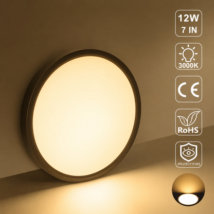 inSharepuls LED-Deckenleuchte, 5000 K Tageslichtweiß, 24 W (entspricht 240 W), 12 Zoll flache, moderne Deckenbeleuchtung, 3200 lm, Deckenlampe für Badezimmer, Veranda, Küche, Schlafzimmer, Wohnzimmer, Flur 