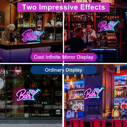 16.5×9 Inch / 15 × 9.3 Inch Neon Wall Decor – USB Powered Hanging Neon Sign | Cold Beer & Bar Design Options with Purple White / Pink Ice Blue Glow | Bar, Pub, Lounge & Hospitality Decor
