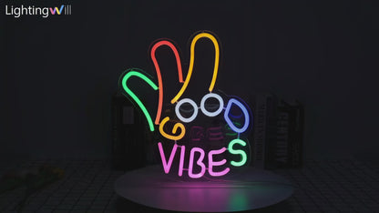 LightingWill Good Vibes “Okay” Neon Sign – Dimmable USB LED Light for Wall Decor, Game Room, Bar, Party – Durable, Safe & Energy-Saving