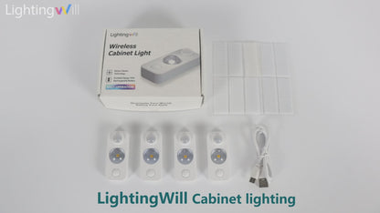 LightingWill Rechargeable LED Motion Sensor Lights (8-Pack) | Warm White / Pure White, Stick-On Cabinet & Closet Lights, USB Charging, No Wiring Needed