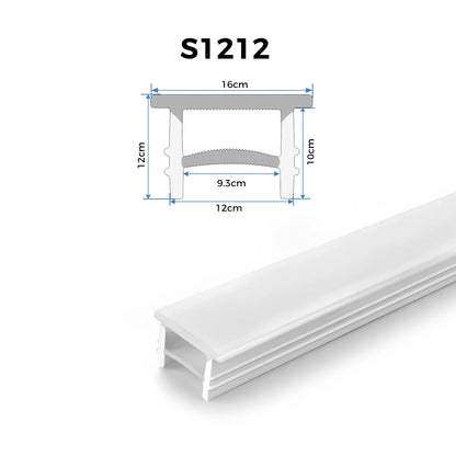 Q-TE Series 12×12mm Top Emitting LED Neon Tube Housing | S1212 Quick Install LED Neon Tube Profile | White Edge | Max Strip Width ≤8mm | 16.4FT/5M | Ceiling Cove Lighting