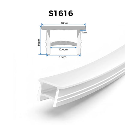 Q-TE Series 16×16mm Top Emitting LED Neon Tube Housing | S1616-T Black Quick Install Flexible Neon Tube Housing | Max Strip Width ≤12mm | 16.4FT/5M | LED Signage Cove Lighting