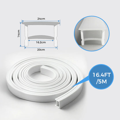 Q-TE Series 20×14mm Top Emitting LED Neon Tube Housing | S2014 Quick Install Soft Neon Tube Housing | Mounting Edge | Max Strip Width ≤16mm | 16.4FT/5M | Cabinet Display Lighting