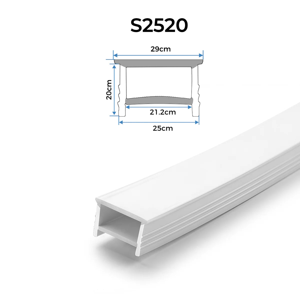 Q-TE Series 25×20mm Top Emitting LED Neon Tube Housing | S2520 Quick Install Flexible Neon Tube Housing | Max Strip Width ≤20mm | 16.4FT/5M | Cabinet Bar Lighting