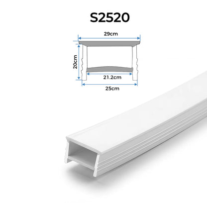 Q-TE Series 25×20mm Top Emitting LED Neon Tube Housing | S2520 Quick Install Flexible Neon Tube Housing | Max Strip Width ≤20mm | 16.4FT/5M | Cabinet Bar Lighting