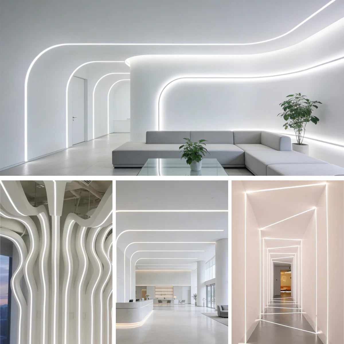 Q-TE Series 25×20mm Top Emitting LED Neon Tube Housing | S2520 Quick Install Flexible Neon Tube Housing | Max Strip Width ≤20mm | 16.4FT/5M | Cabinet Bar Lighting