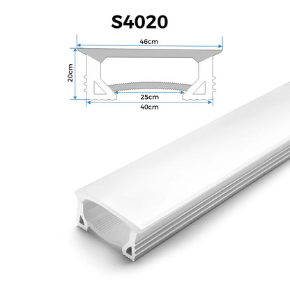 Q-TE Series 40×20mm Top Emitting LED Neon Tube Housing | S4020 Quick Install LED Neon Tube Profile | Enhanced Side Support | Max Strip Width ≤25mm | 16.4FT/5M | LED Signage Neon Signs Lighting