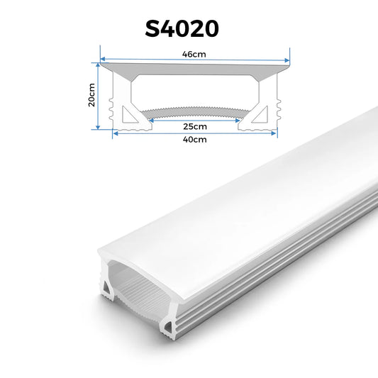 Q-TE Series 40×20mm Top Emitting LED Neon Tube Housing | S4020 Quick Install LED Neon Tube Profile | Enhanced Side Support | Max Strip Width ≤25mm | 16.4FT/5M | LED Signage Neon Signs Lighting