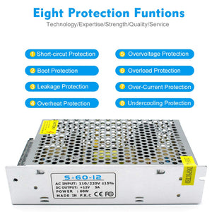 Universal Regulated Switching Power Supply 12V 5A 60W